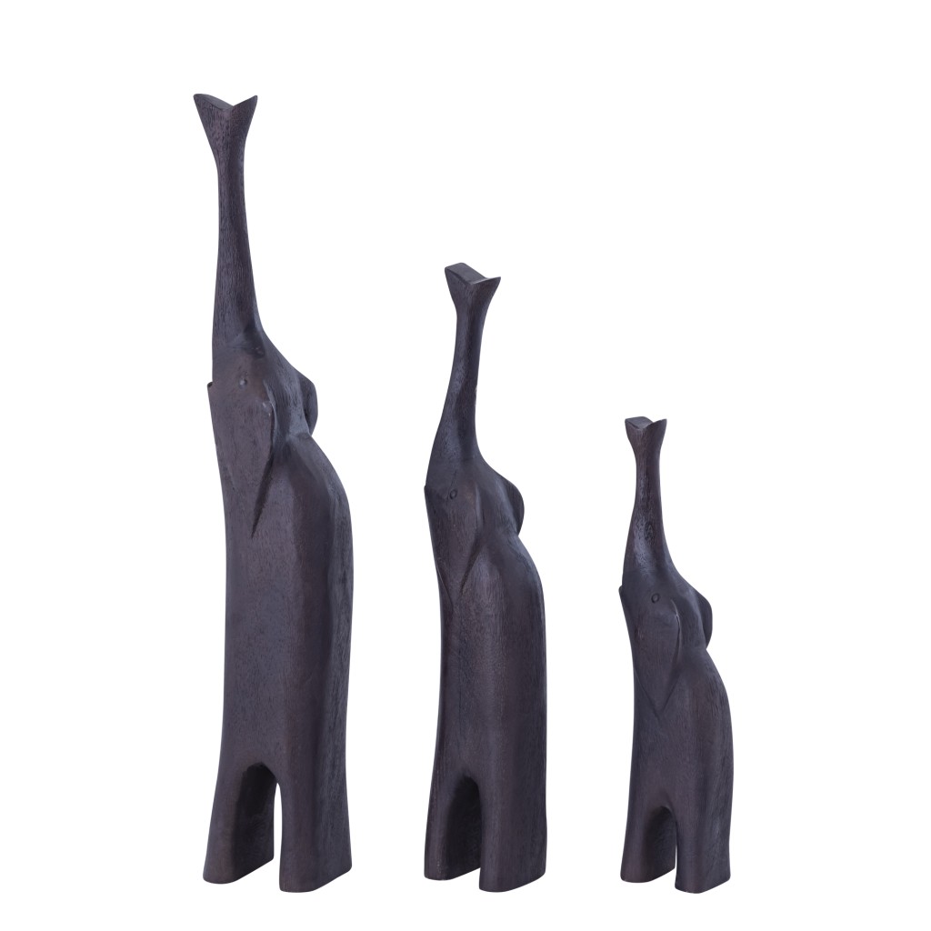 Urte Brown Mango Wood Elephant Shaped Statue M