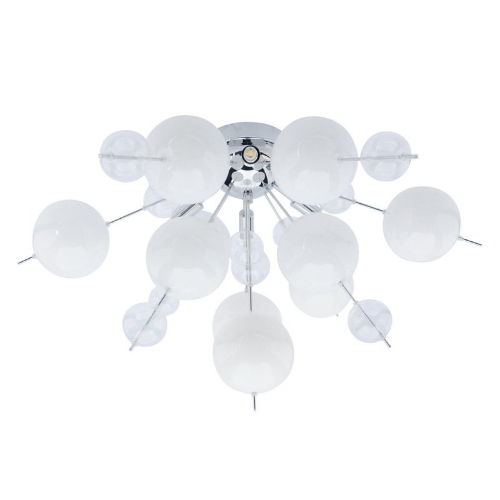 Ceiling lamp "explosion" white made of metal and glass, G9 versions, ceiling lamp for dining room, living room, hallway or office, Ø57 cm