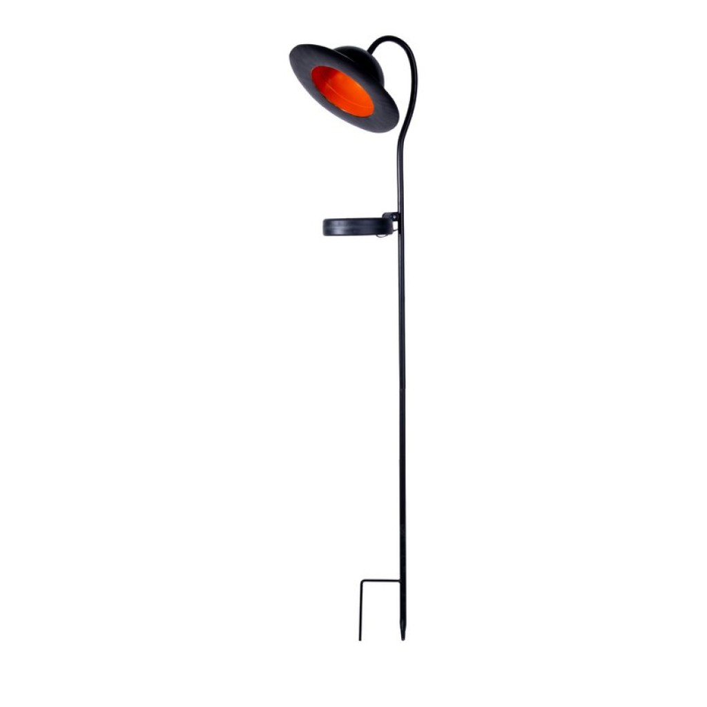 LED solar lamp "Bowler" with a skewer for the garden and terrace made of metal and plastic in black, with firmly built -in LEDs, solar lamp for the garden 86 cm high
