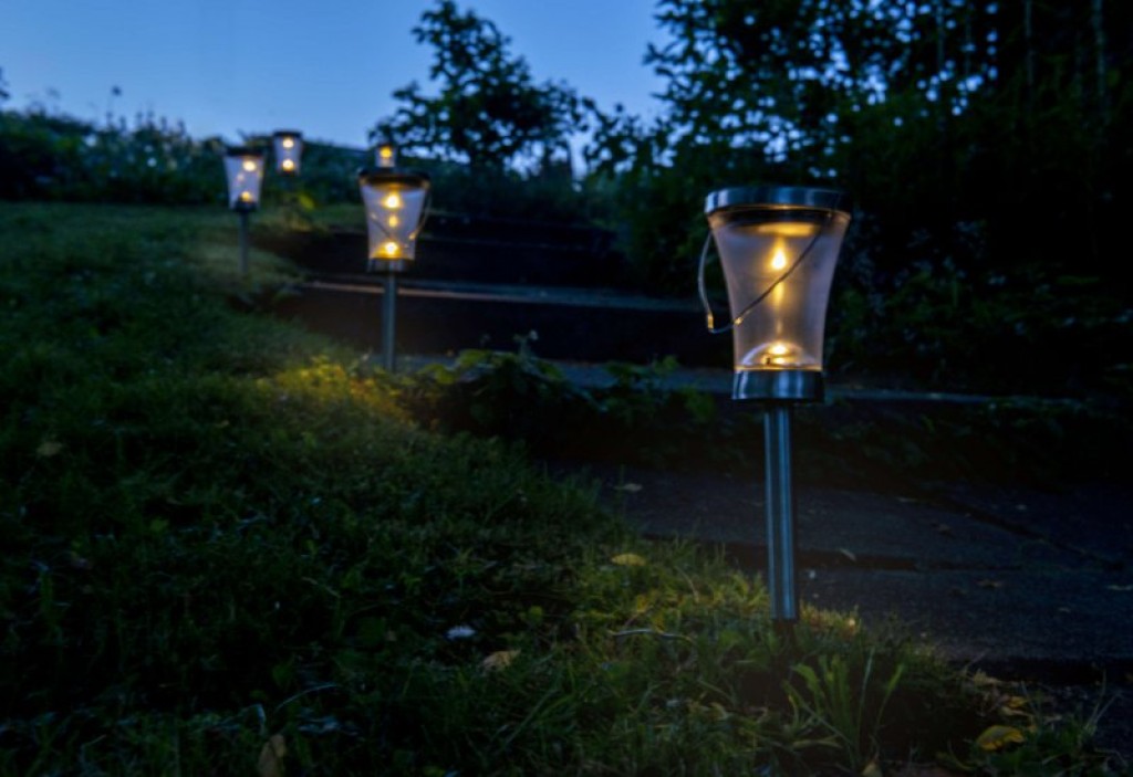 8 Set LED decoration solar light, for outside, made of metal and plastic in steel-blank, integrated LED