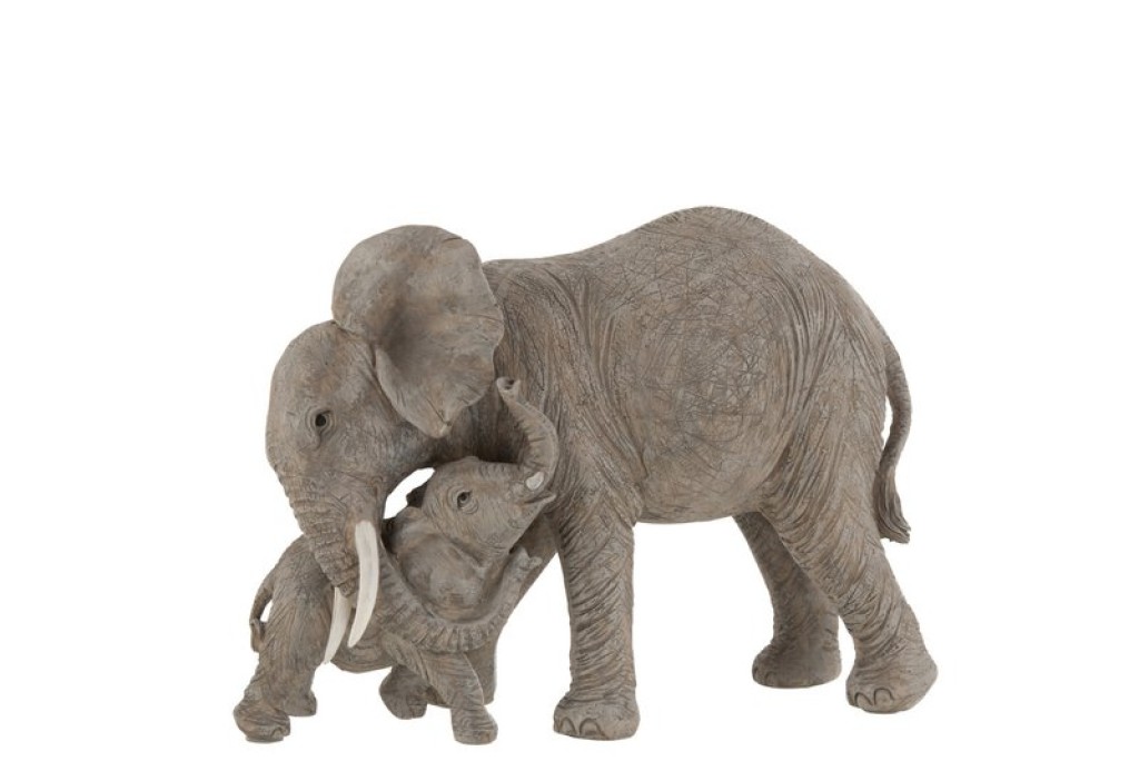 J-Line Elephant Cuddly toy decoration - statue/figures - polyresin - gray