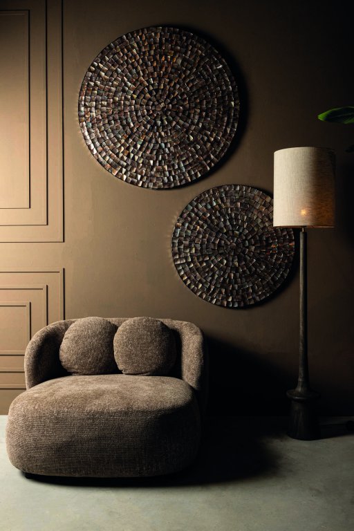 Nikael Bronze Round Poly Shell Bamboo Wall Panel L