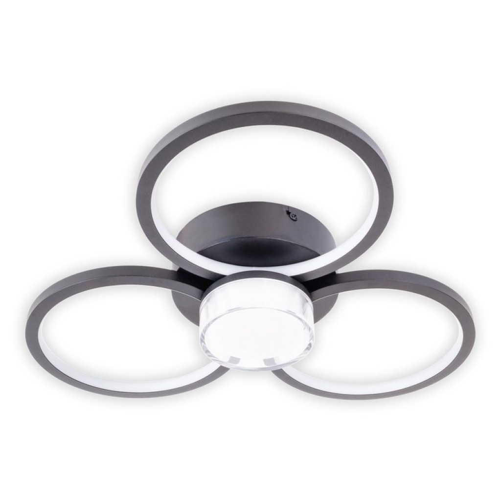 LED ceiling light "Cimo" made of black metal and plastic, Ø approx. 43.6 cm, dimmable by wall switch