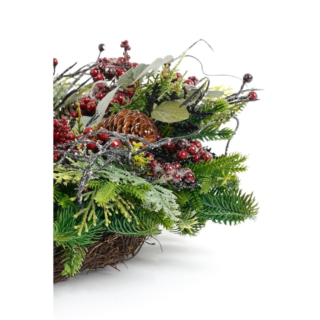 Bodi Kerstkrans met Dennenappels - H11 x Ø40 cm - Bordeaux