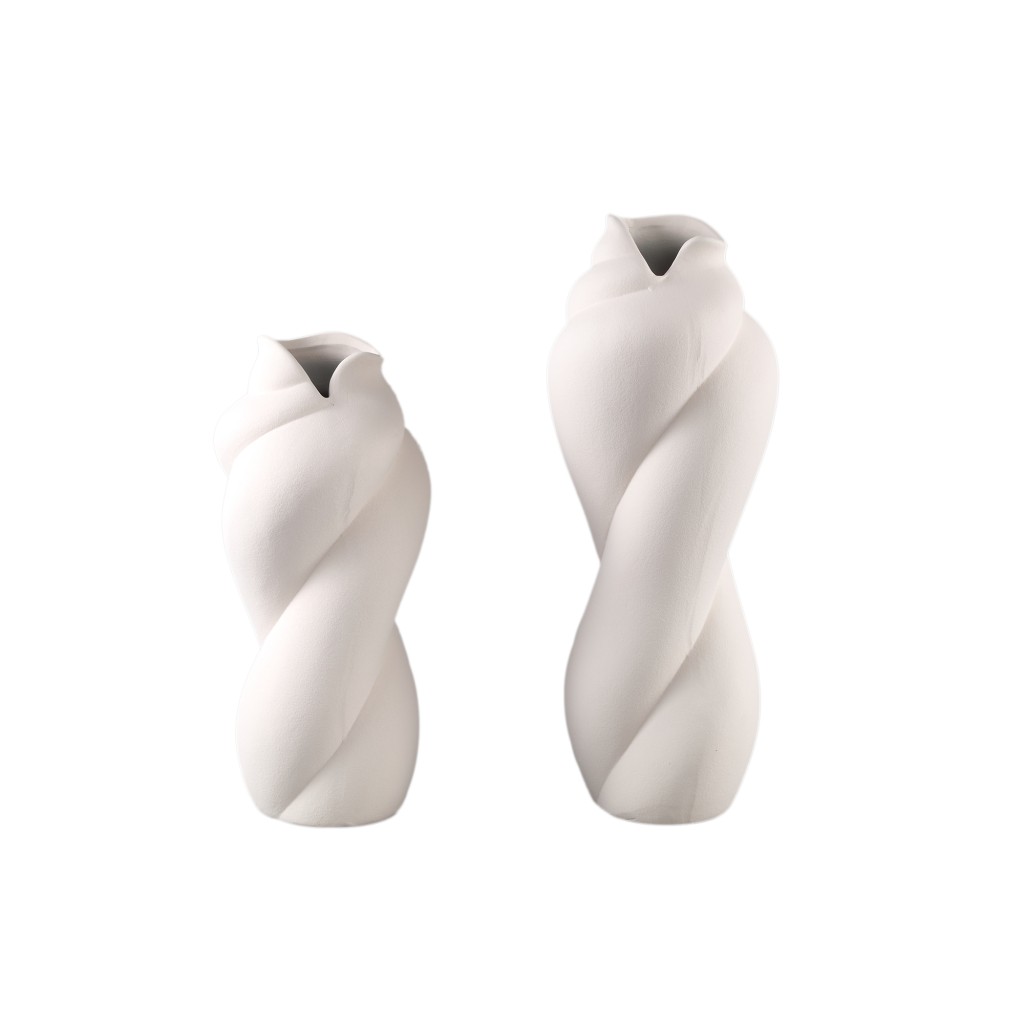Donnella Cream Ceramic Matt Glazed Thick SwirlpotS