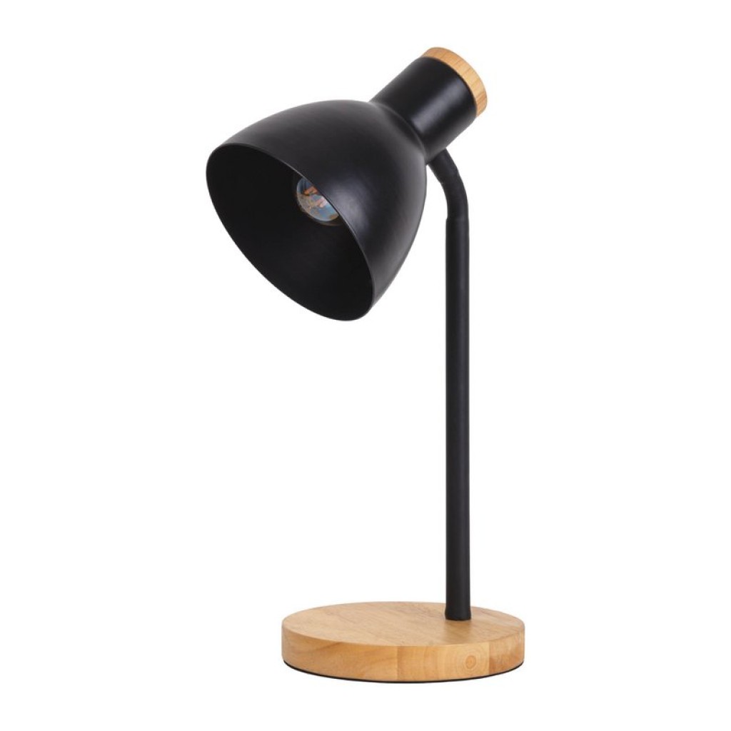 "Marie" desk lamp made of metal and wood, E14, black, 36.5 cm high