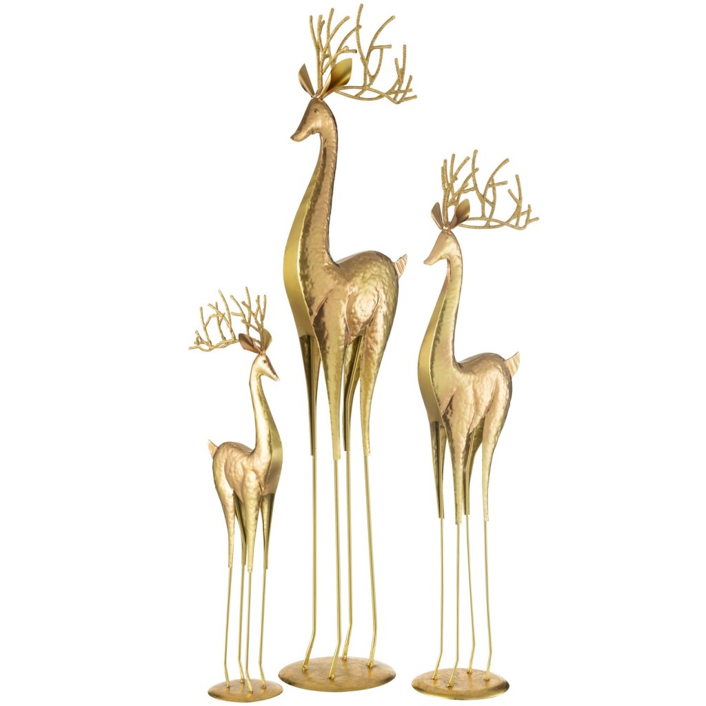 J-Line figuur Rendier Op Voet - metaal - goud - large
