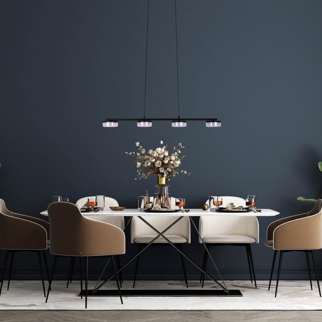 LED pendant lamp "Cimo" made of metal and plastic in black, with integrated LED, length 96 cm