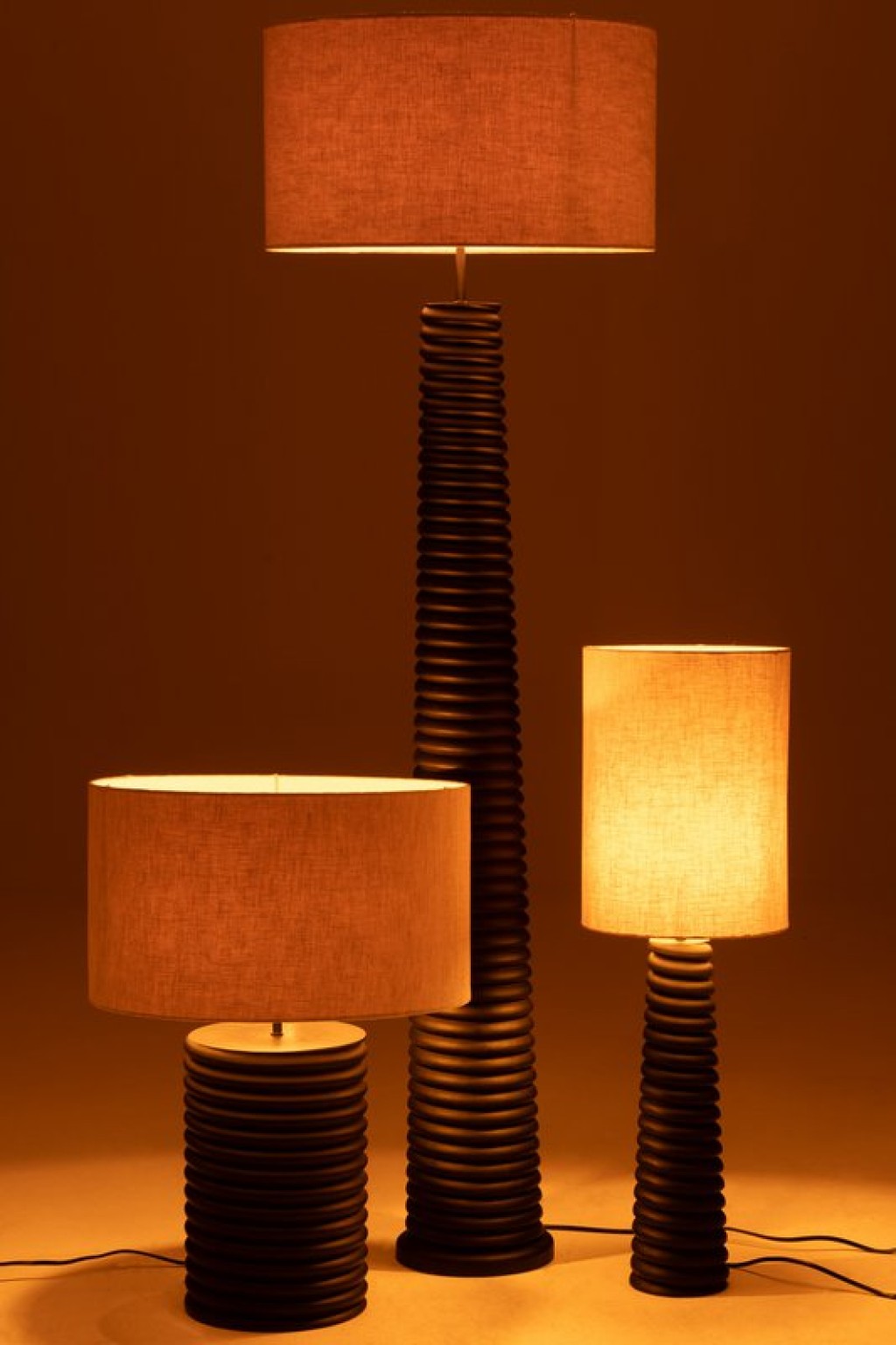 J-Line Table Lamp Screw Thread Wide Ailanthus Wood Black/Gray