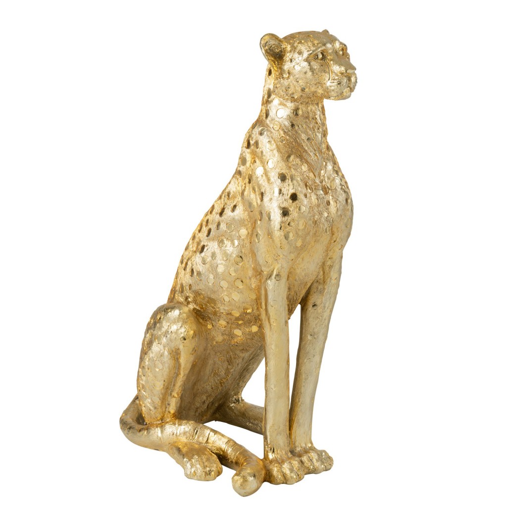 J-Line Luipaard Staand Polyresin Goudkleurig Large