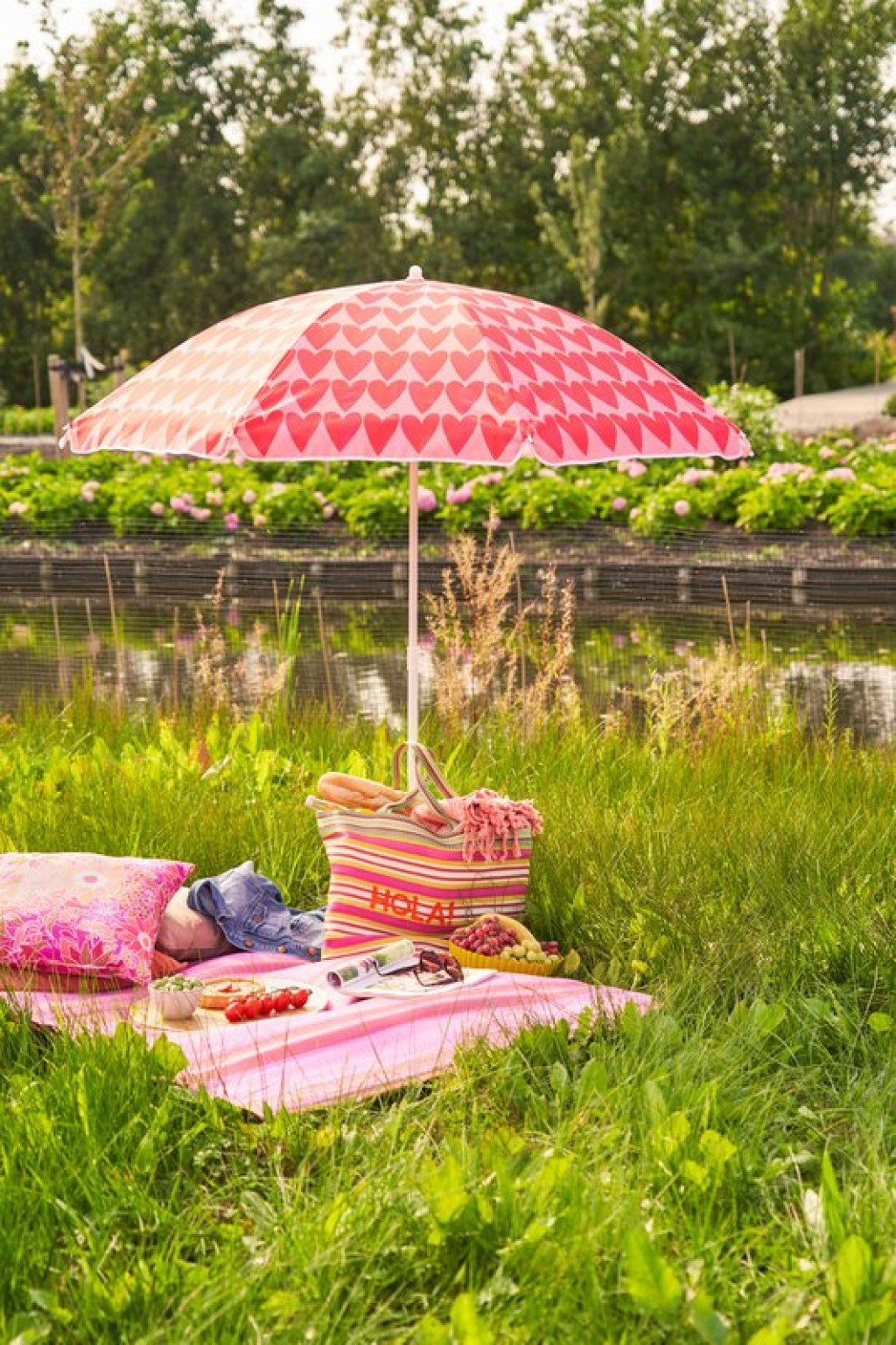 Heart Strandparasol - H180 x Ø160 cm - Roze