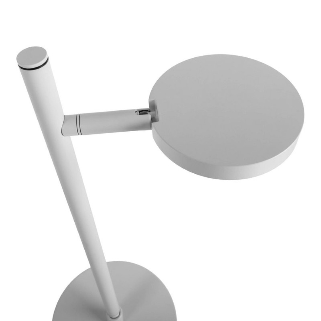 LED cordless table light "Lupa", 45 cm high, made of lacquered aluminum (white) and white plastic, LED integrated, dimmable, touch sensor.