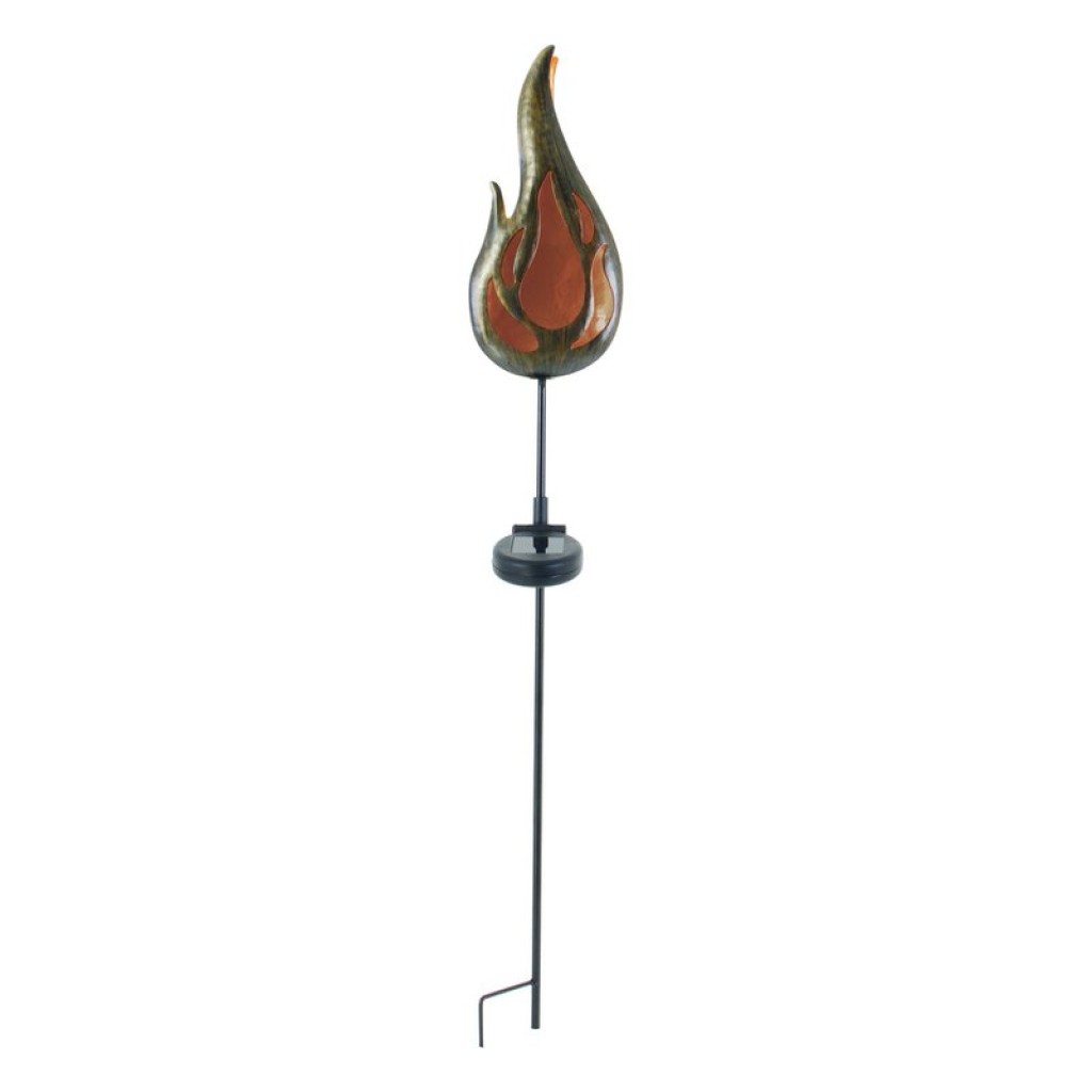 LED-Solar Erdspieß "FLAMME" Außen Erdspieß aus bronzefarbenem Metall und Kunststoff, mit integrierter LED
