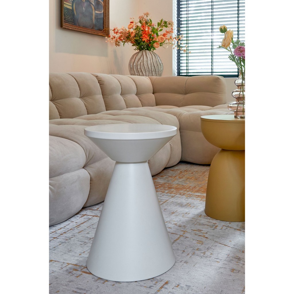 Jim Bijzettafel - H45 x Ø31 cm - IJzer - Off-white