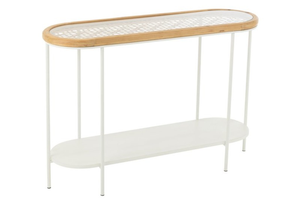 J-Line Console Mati Spruce/Metal Natural/White