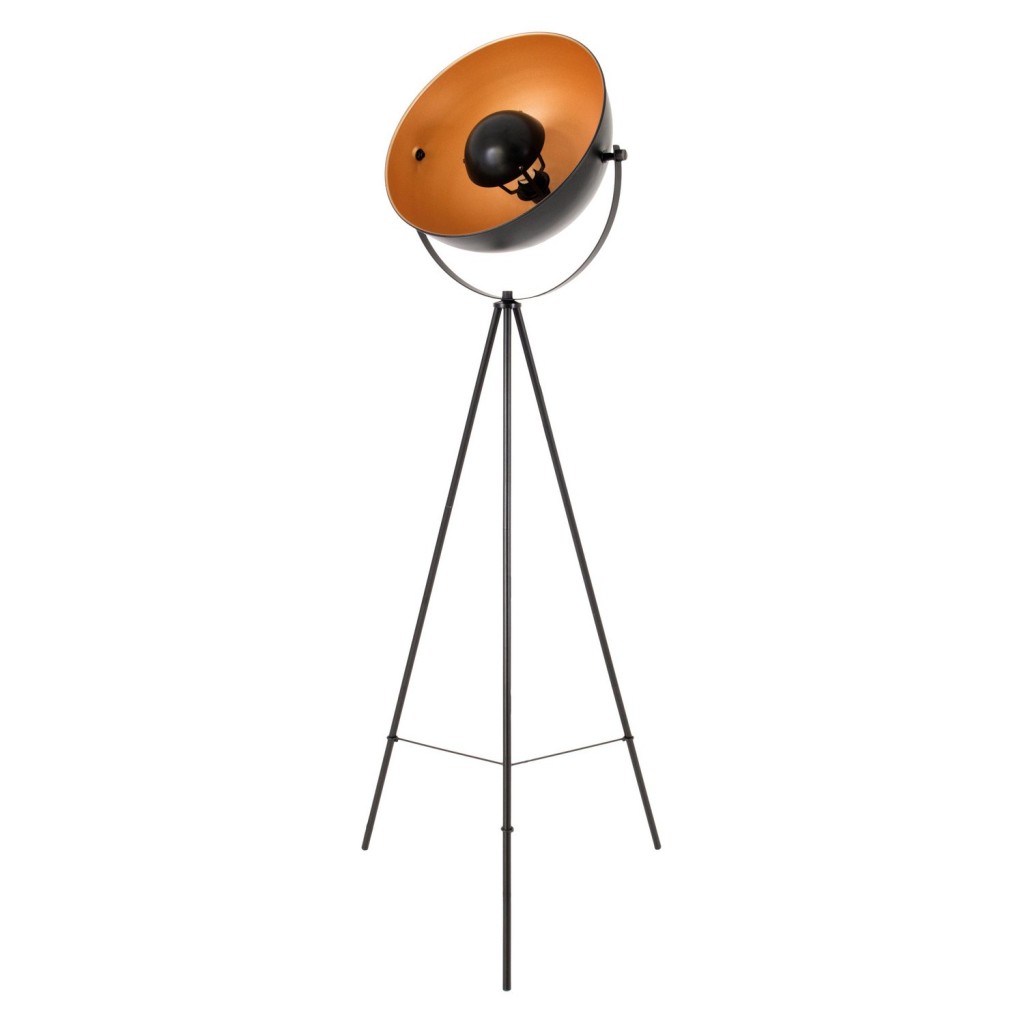 Staande lamp driekbende "Bernice", vloerlamp gemaakt van zwart en goud met E27-aansluiting, verlichting voor woonkamer, eetkamer of kantoor
