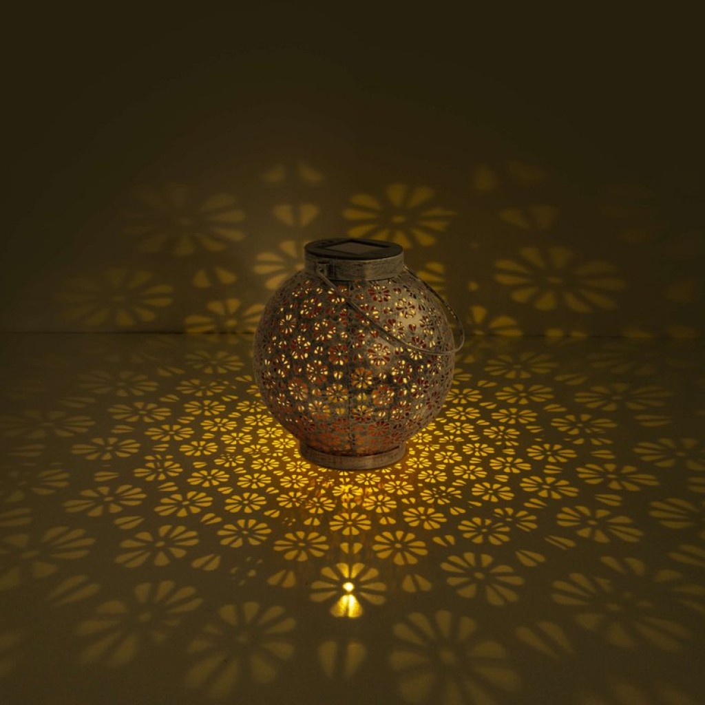 2 Set LED decoration solar light Ø 18 cm outside decoration made of metal in silver with integrated LEDs
