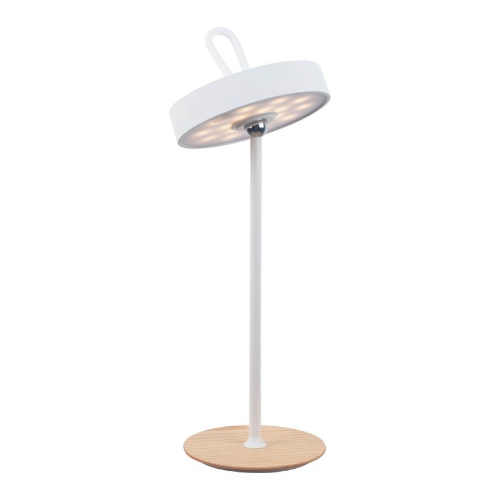LED battery table lamp magnetic for outside and inside, made of metal and plastic in white, 36 cm high