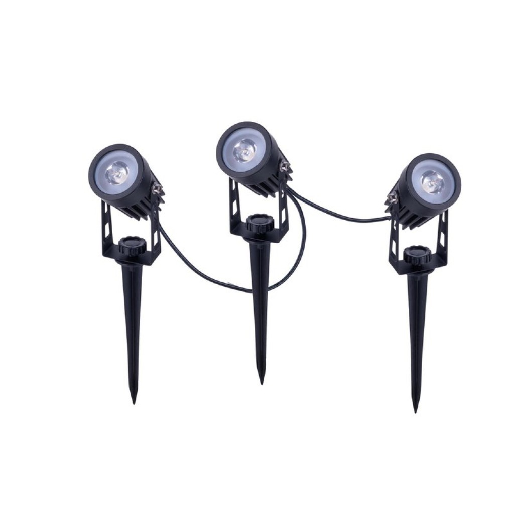 3er LED Solarspot mit Erdspieß ""Spoti"" Außen-Erdspieß aus Metall und ABS-Kunststoff in Schwarz,, mit fest verbauten LEDs mit drei Leistungsstufen