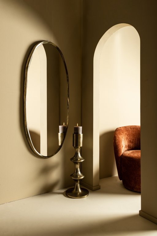 Limera Brass Alu Oval Mirror Irregular Border M