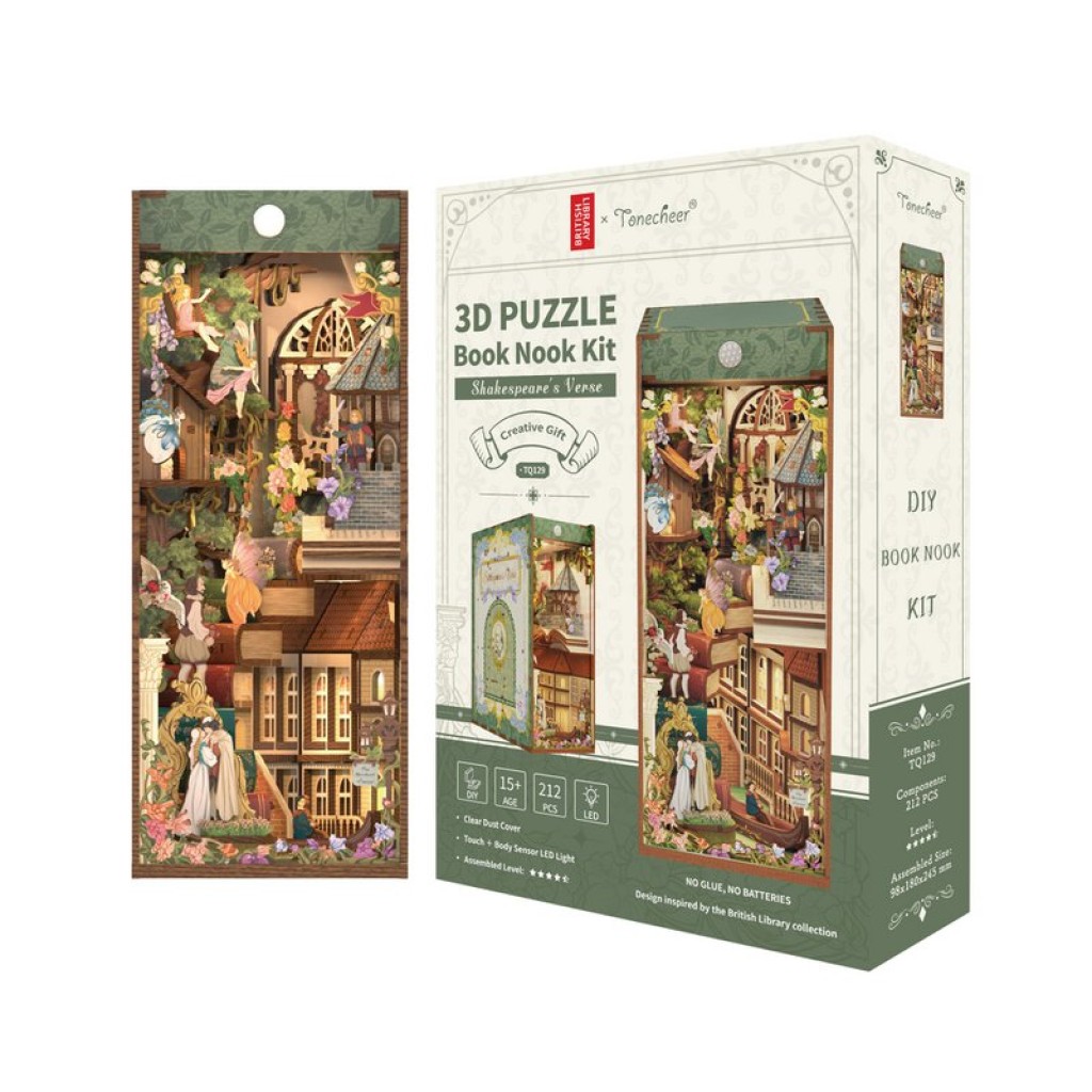 DIY Book Nook Bookend Shakespear's Fresh Including Dust cover, Tone-Cheer, TQ129, 18 x 9.8 x 24.5 cm4