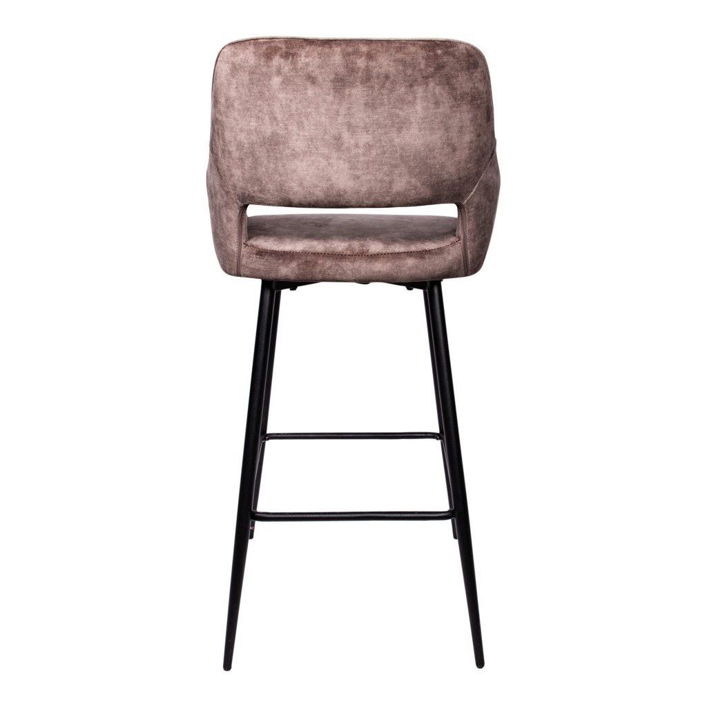 Fallon Velvet Brown Bar Stool Black Metal Leg KD