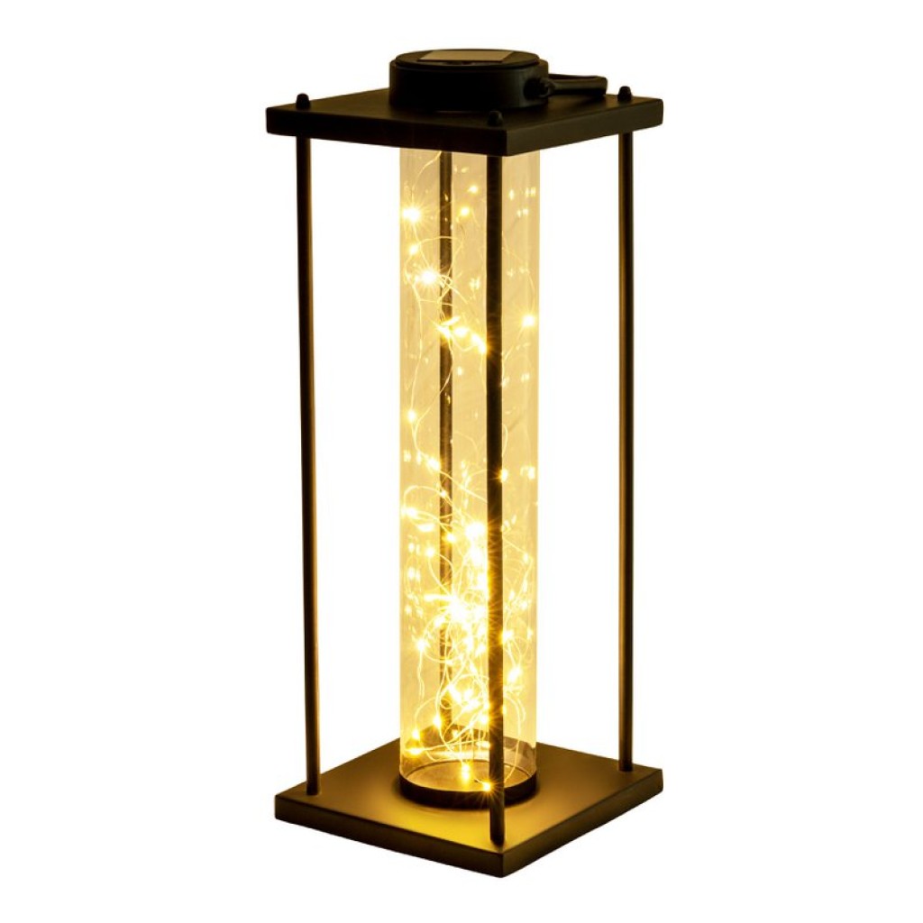 LED solar light "Fairylight" for terrace and balcony, made of black metal and glass, firmly built -in LEDs, decoration lamp for outside 51.5 cm high