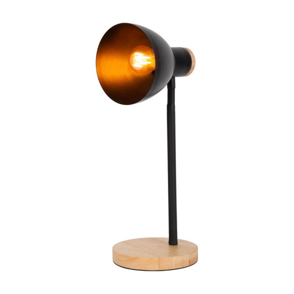 "Marie" desk lamp made of metal and wood, E14, black, 36.5 cm high