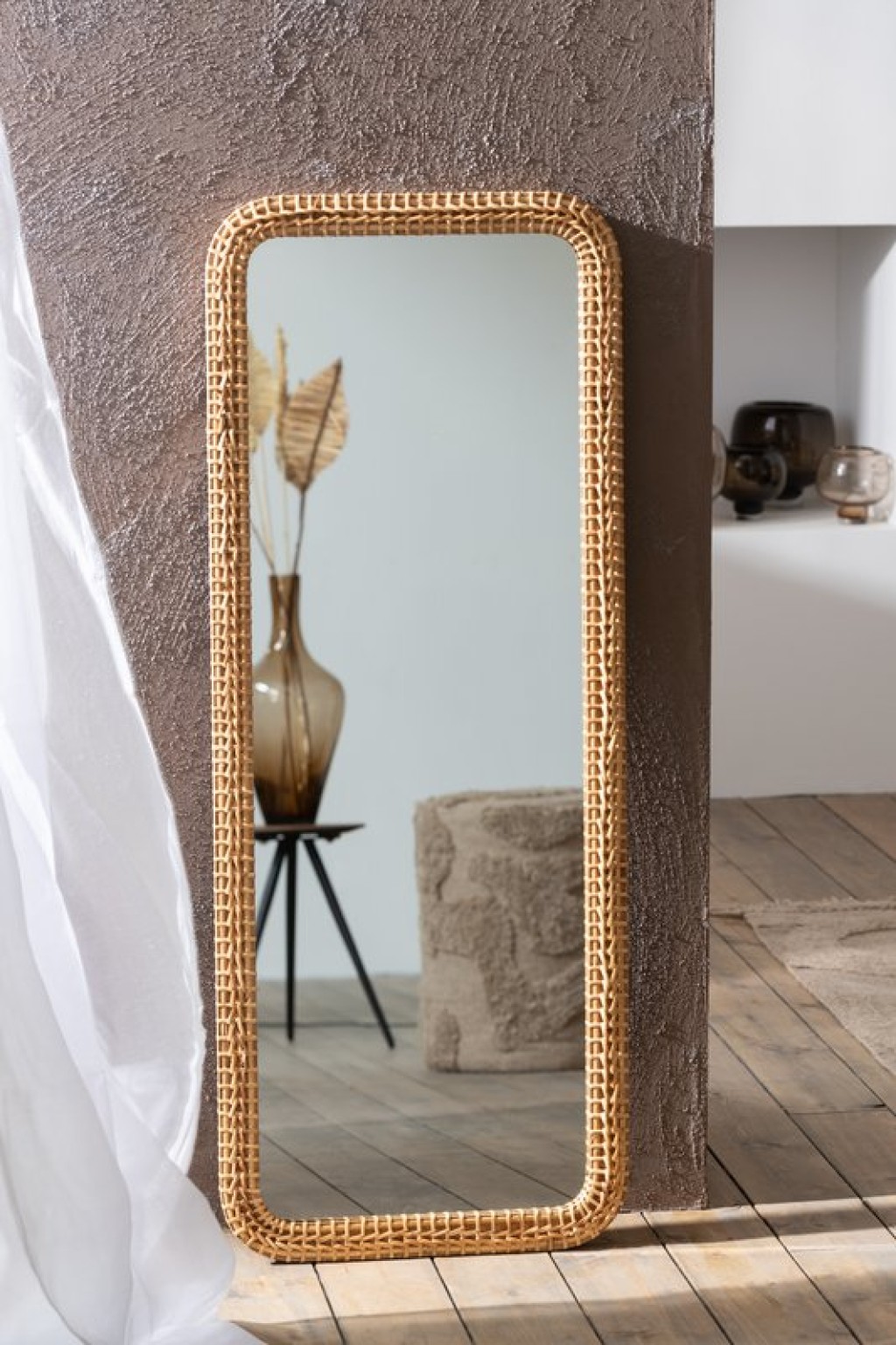 J-Line spiegel Rechthoek - spar/glas - natruel - 48 x 122.5 cm