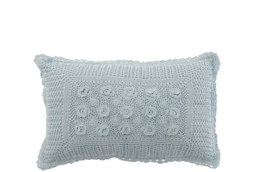 J-Line cushion Rectangle Lace - cotton - blue