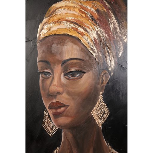 Jeorgia Black Canvas Wall Panel Shiny Gold Woman