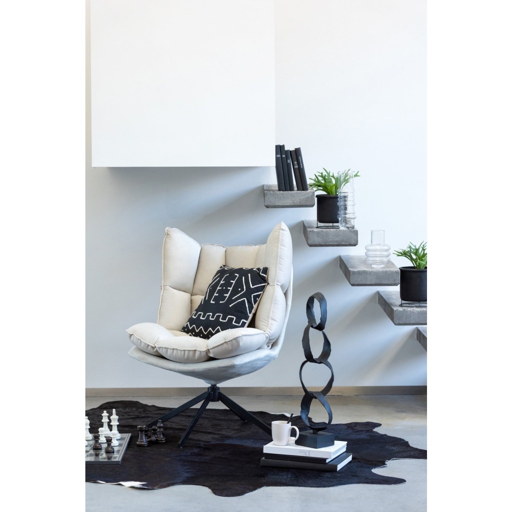 J-Line tapijt Koeienvel - leer - zwart/wit
