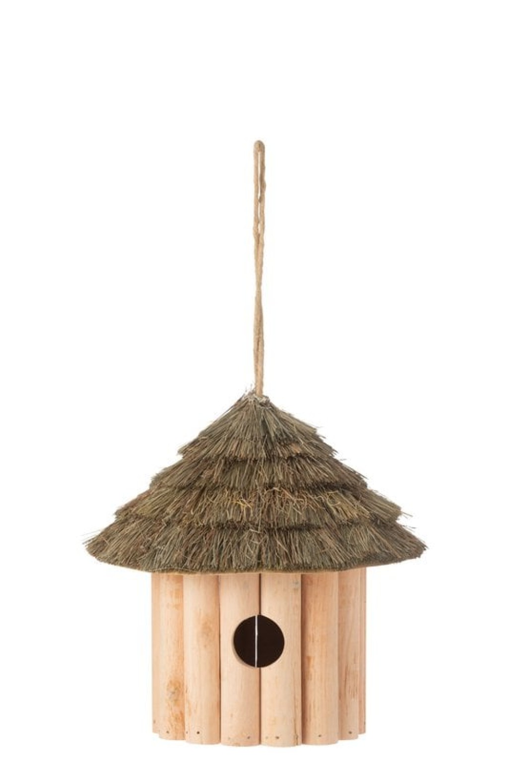 J-Line Birdhouse Hanging Wood/Dry Grass Natural
