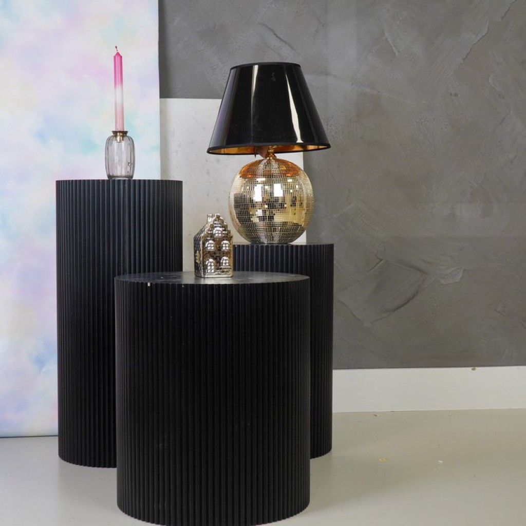 Side Table / Pillar- Cylinder - MDF - Black -30x65cm
