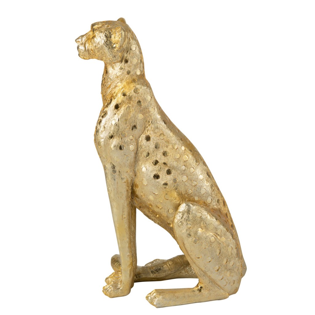 J-Line Luipaard Staand Polyresin Goudkleurig Large