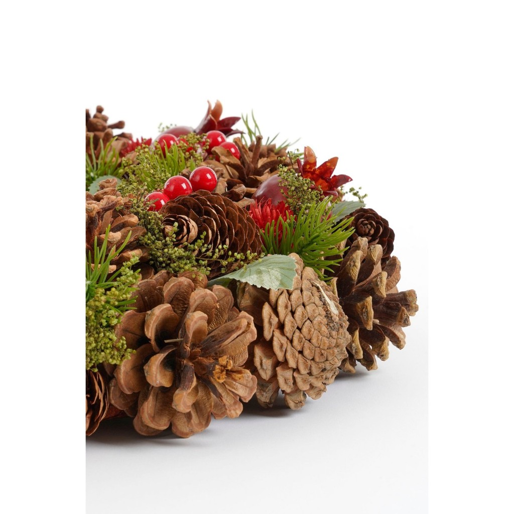 Landon Kerstkrans met Dennenappels - H9 x Ø45 cm - Bruin