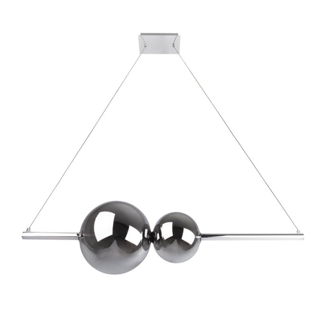 LED Pendelleuchte chrom "NOVA" aus chromfarbenem Metall, Kunststoff und Rauchglas, mit fest verbauten LEDs, ca. 105 cm lang