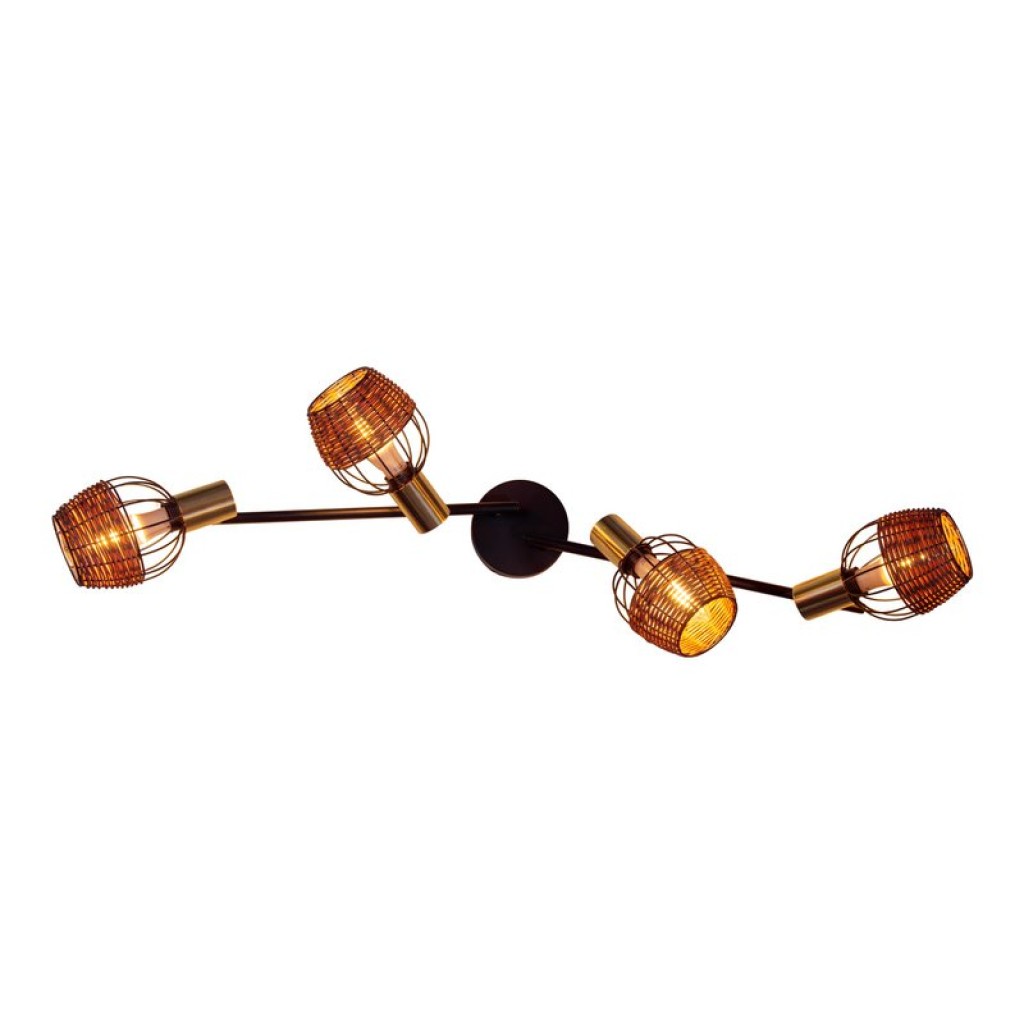 4 ceiling lamp "Corbis", metal spot in black, and gold, with E14 socket, for dining room, living room, hallway or office, ceiling lamp inside, 78 cm long