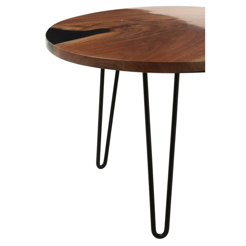 J-Line Bijzettafel Rond Acacia Hout/Epoxyhars Naturel/Zwart