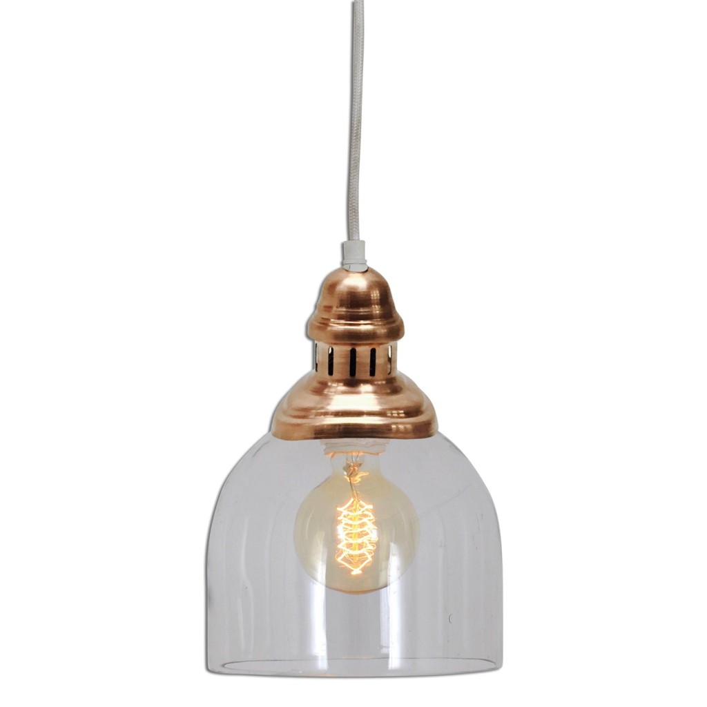 Glazen hanglamp "Mumbai", retro klassiek gemaakt van metaal en glas in koper, E27