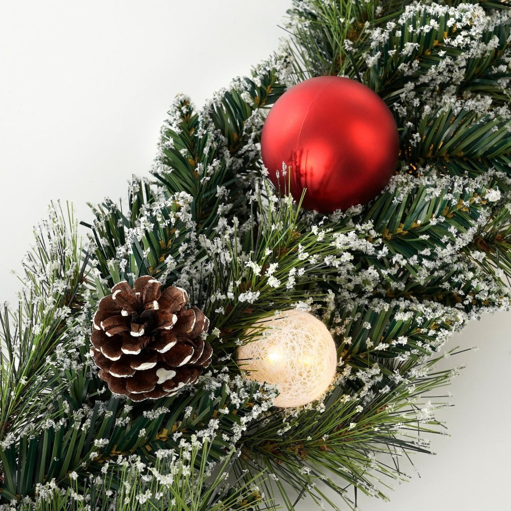 Kaprun Guirlande met Warm Witte LED Verlichting - L180 cm - Groen Frosted, Rood