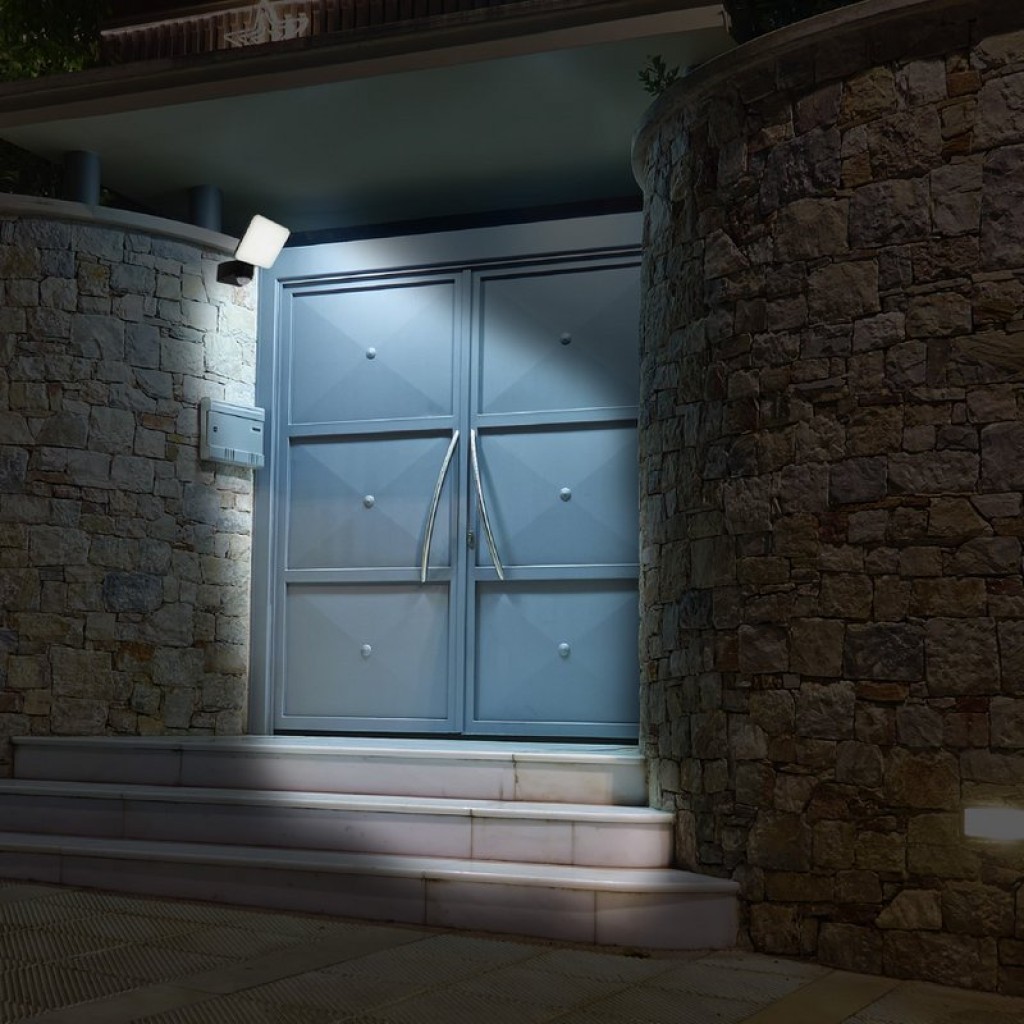 LED external wall lamp "Jaro" with 360 ° motion detector, made of plastic in anthracite, with integrated LED