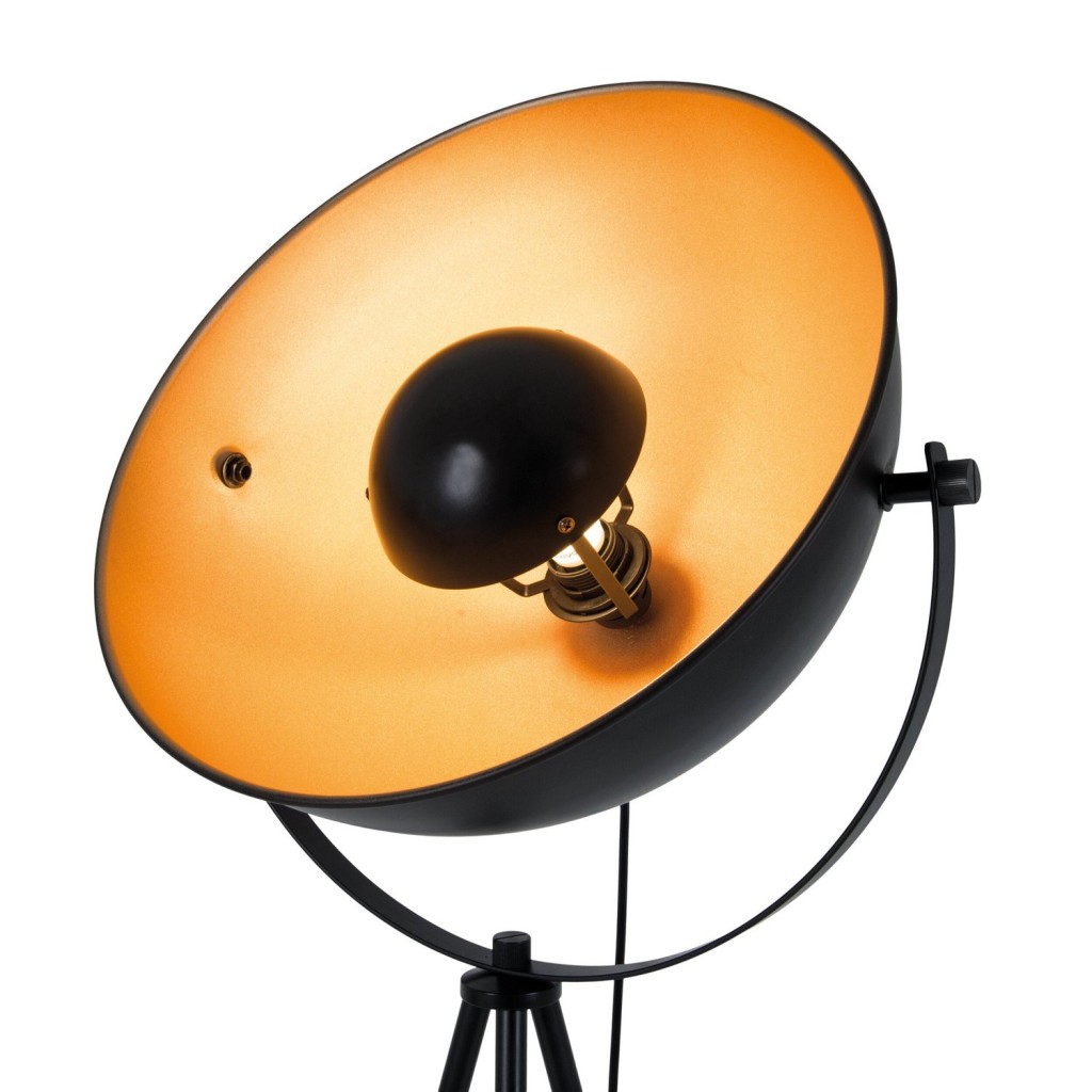 Staande lamp driekbende "Bernice", vloerlamp gemaakt van zwart en goud met E27-aansluiting, verlichting voor woonkamer, eetkamer of kantoor