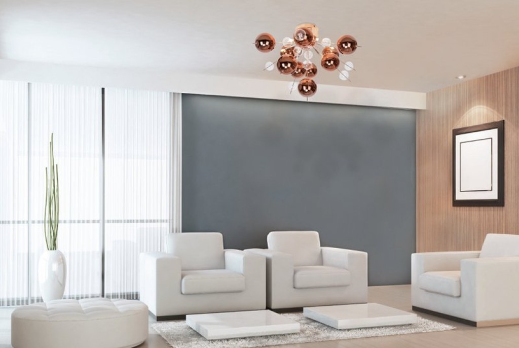 Ceiling light "Explosion" Metal and glass, G9 versions, ceiling lamp for dining room, living room, hallway or office, Ø57 cm