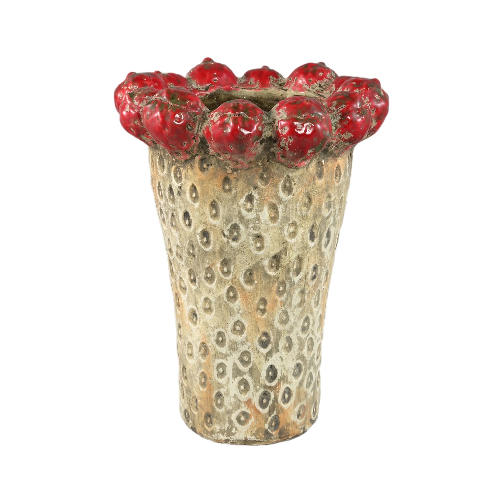 Fruitsy Red Round Terra Pot Strawberries High L