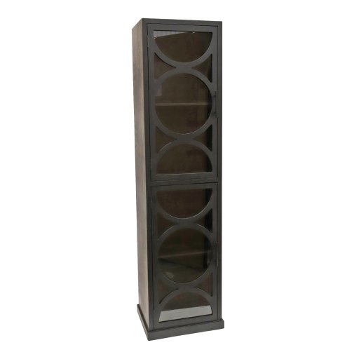 Dailey Black Wooden Cabinet Smoky Glass Door