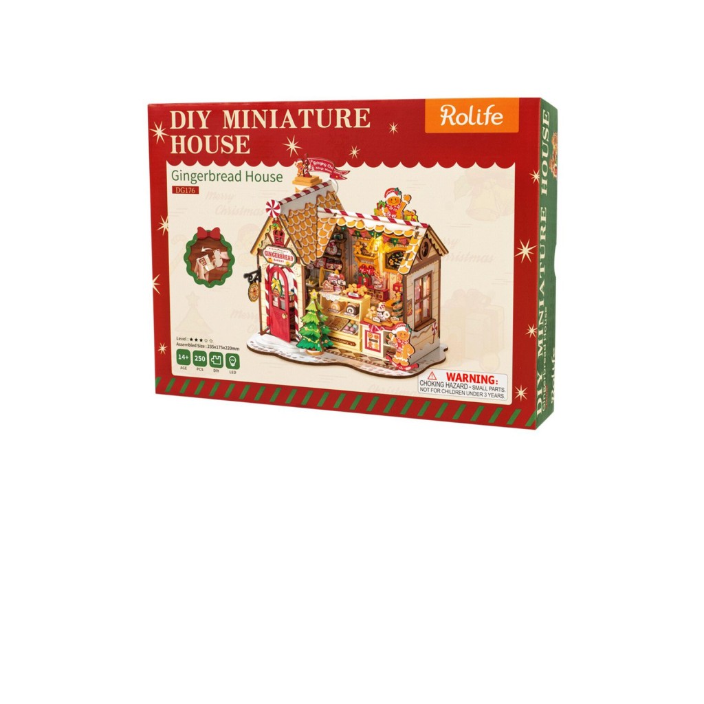 Robotime, Gingerbread House, DIY Miniatuurhuis, DG176, 23,5x17,5x22 cm