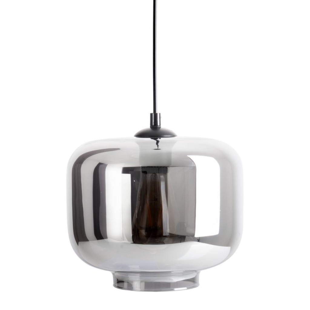 Pendant lamp "Vaso", retro, hanging lamp, metal and smoke glass in anthracite, E27 socket, for dining room, living room, hallway or office, with an Øvon 25 cm