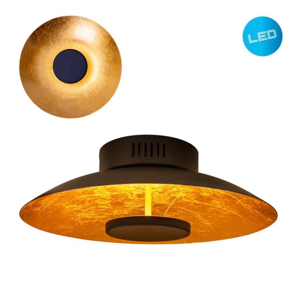 LED ceiling lamp "Firenze" metal ceiling lamp in black, and gold, LED firmly installed, lighting for living room, office or the entrance rod 40 cm diameter