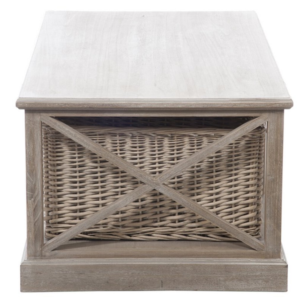 J -Line Coffee Table Rectangle - 2 sliders and 1 basket - Wood - Gray